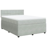 Cumpara ieftin Pat box spring cu saltea, gri deschis, 140x200 cm, catifea
