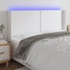 VidaXL Tăblie de pat cu LED, alb, 163x16x118/128 cm, piele ecologică 3124005