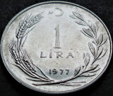 Moneda 1 LIRA TURCEASCA - TURCIA, anul 1977 *cod 2808