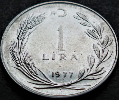 Moneda 1 LIRA TURCEASCA - TURCIA, anul 1977 *cod 2808 foto
