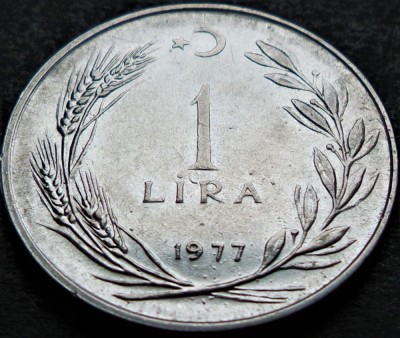 Moneda 1 LIRA TURCEASCA - TURCIA, anul 1977 *cod 2808 foto