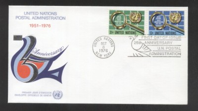 UN New York 1976 25 years postal service Mi.299-300 FDC UN.046 foto
