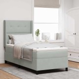 VidaXL Pat box spring cu saltea &amp; LED, gri deschis, 100x200 cm catifea