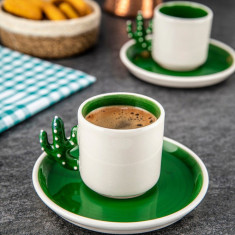 Set cesti de cafea, Doreline, 612DRL1104, Ceramica, Verde