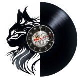 Ceas Perete Vinil Pisica Maine Coon Negru 30cm Skeleton Mecanism Silentios Decorativ