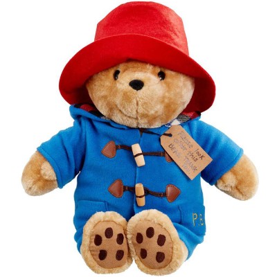 Jucarie de plus ursuletul Paddington cu haina albastra, asezat, 30 cm foto