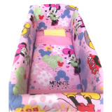 Lenjerie de patut bebelusi 140x70 cm cu aparatori Maxi Minnie Mouse