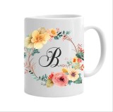Cana alba personalizata cu litera B, INOVATIX&reg;. 330 ml