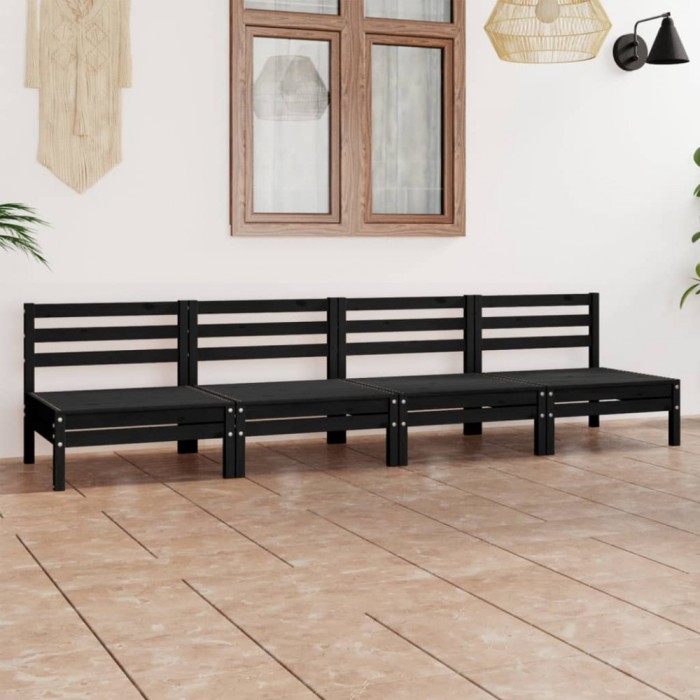 Gossi set mobilier de gradina, 4 piese, negru, lemn masiv de pin