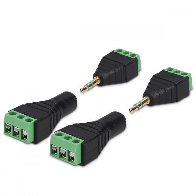Set 4 Adaptoare audio/video cu 3 poli de 3,5 mm, Kwmobile, Negru/Verde, Metal, 45685.02 foto