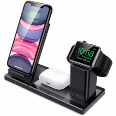 Incarcator Retea Wireless ESR Station, Pentru Apple iPhone / iWatch / Airpods, Quick Charge, 10W, Negru