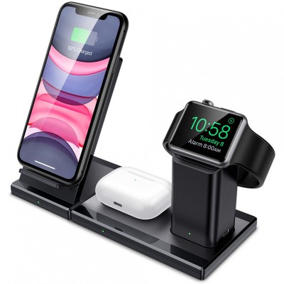 Incarcator Retea Wireless ESR Station, Pentru Apple iPhone / iWatch / Airpods, Quick Charge, 10W, Negru foto