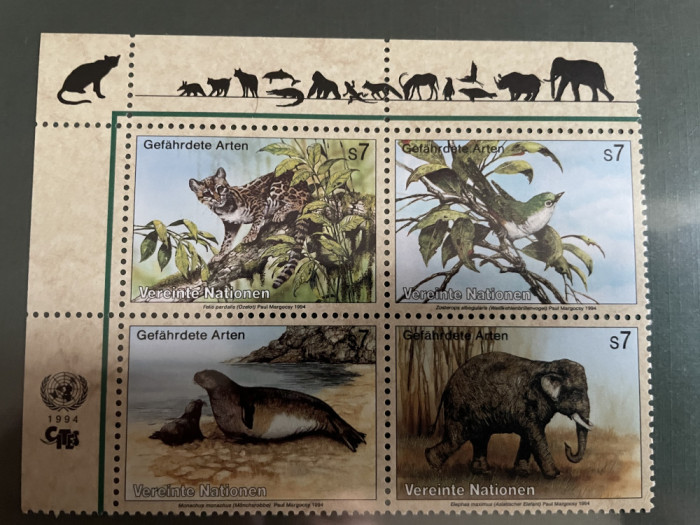 Natiunile Unite - Serie timbre pasari, fauna nestampilate MNH