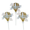 Set 3 toppere pentru tort, flippy, model balon cu aer cald happy birthday, tematica aniversare, albastru