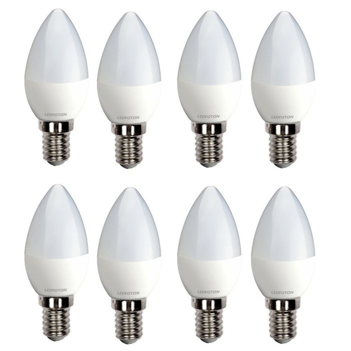 Set 8 Bec led forma lumanare E14 Lumina calda 4W LF 3042