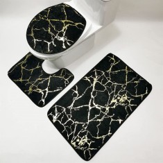 Set 3 Presuri Baie, Super Pufos, Calitete Premiu, Negru Auriu
