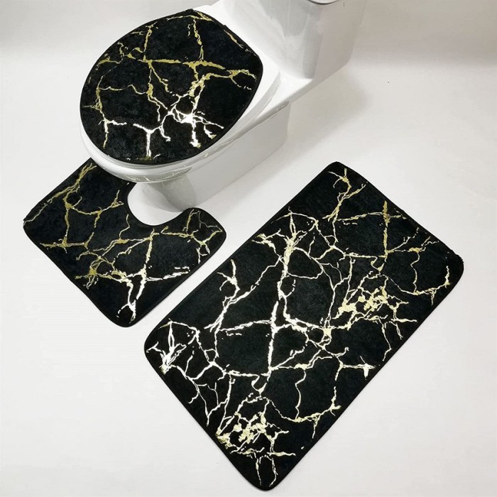 Set 3 Presuri Baie, Super Pufos, Calitete Premiu, Negru Auriu