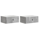 vidaXL Dulap de noapte suspendat 2 pcs Gri Beton 49 x 34,5 x 20 cm 899132