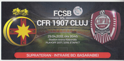 M5 - BILET ACCES PARCARE - FCSB STEAUA - CFR 1907 CLUJ - 29 04 2018 foto