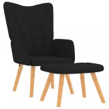 VidaXL Scaun de relaxare cu taburet, negru, 62x68,5x96 cm, textil