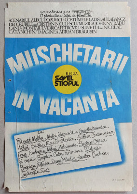 Muschetarii in vacanta - Afis Romaniafilm film rom&amp;acirc;nesc 1984 cinema Epoca de Aur foto