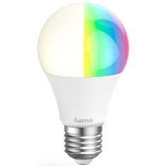 Be LED RGBW inteligent Hama, Wi-Fi, E27, 10W (60W), 806 lm, lumina alba si colorata, clasa energetica G