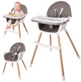 Scaun inalt 3 in 1 pentru hranire, reglabil, cu centuri de siguranta, MalPlay 113158