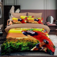 Lenjerie pat single 3D, bumbac finet,3 piese, cearceaf pat clasic 160cm x 230cm, cearceaf pilota 150cm x 220cm, 1 fata perna 50 x 70-F1P39