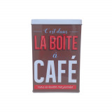 Cutie depozitare cafea, CMP Paris, maro, metal, 18 x 12 x 7.5 cm, mesaj in franceza