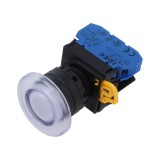 Comutator acţionat prin apăsare 22mm alb
