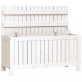 Cumpara ieftin Cutie de depozitare gradina, alb, 108x42,5x54 cm lemn masiv pin