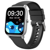 Cumpara ieftin Smartwatch iSEN C09, Silver, Curea TPU Neagra, 1.85 TFT, Ritm Cardiac, Tensiune Arteriala, Oxigen in Sange (SpO2), ECG, 7 Moduri Sport, Notificari Ape