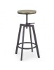 Scaun de bar HM H64, Inaltime ajustabila, Rotativ, 100 kg, Negru/Maro