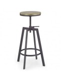 Scaun de bar HM H64, Inaltime ajustabila, Rotativ, 100 kg, Negru/Maro
