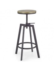 Scaun de bar HM H64, Inaltime ajustabila, Rotativ, 100 kg, Negru/Maro