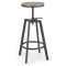Scaun de bar HM H64, Inaltime ajustabila, Rotativ, 100 kg, Negru/Maro