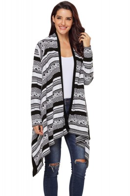 N638-1122 Cardigan lung, model asimetric, fara inchidere foto