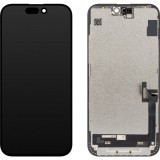 Display cu Touchscreen JK pentru Apple iPhone 15 Plus, cu Rama, Versiune LCD In-Cell, Negru
