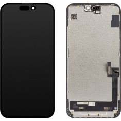 Display cu Touchscreen JK pentru Apple iPhone 15 Plus, cu Rama, Versiune LCD In-Cell, Negru
