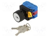 Comutator rotativ cu cheie 22mm 3 poziții IDEC IP65