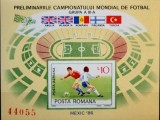 ROMANIA 1985 LP 1140 " Preliminariile C.M.de Fotbal Mexic 1986 ", colita nedantelata 219 ,MNH
