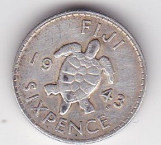 Fiji 6 pence 1943 George VI foto