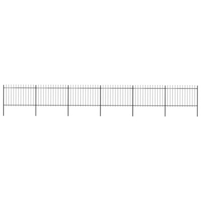 vidaXL Gard de grădină cu v&amp;acirc;rf suliță, negru, 10,2 x 1,2 m, oțel foto