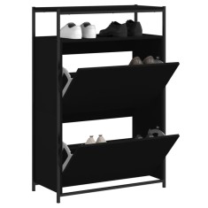 Pantofar, negru, 75x34x112 cm, lemn compozit foto