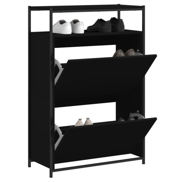 Gossi pantofar, negru, 75x34x112 cm, lemn compozit
