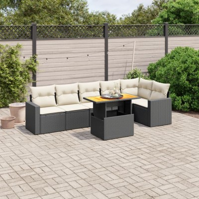 Gossi set canapele de gradina cu perne, 7 piese, negru, poliratan foto