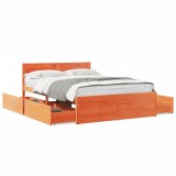 VidaXL Cadru pat fără saltea, maro ceruit, 135x190 cm, lemn masiv pin
