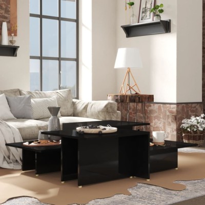 vidaXL Mese cafea 2 buc negru extralucios 111,5x50x33 cm lemn compozit 805576 foto