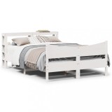 Cumpara ieftin Cadru de pat cu tăblie, alb, 120x190 cm, lemn masiv pin