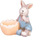 Decoratiune de Paste iepuras albastru din teracota MagicHome 12x7x10,5 cm